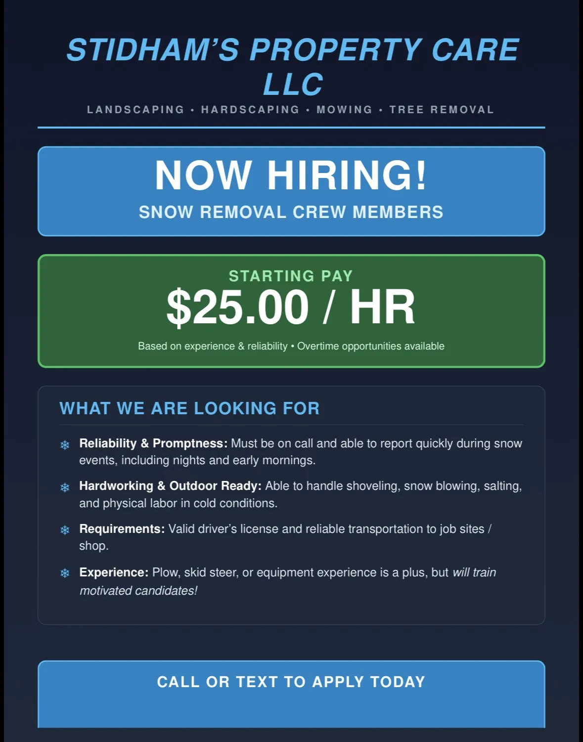 We're Hiring Snow Removal Crew Members - Sign-On Bonus Available image